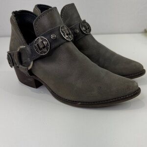 Steve Madden Gray Western Ankle Boots with Buckle Detail